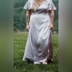 Aw bridal wrap purple haze satin bridesmaid dress